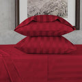 URBANHUT 800 Thread Count 100% Cotton Damask King Size Sheets, 4 Piece Striped King Size Bedsheets, Luxury Hotel Sheets Sateen Weave - Better Than Egyptian, 16" Elasticized Deep Pocket- Burgundy