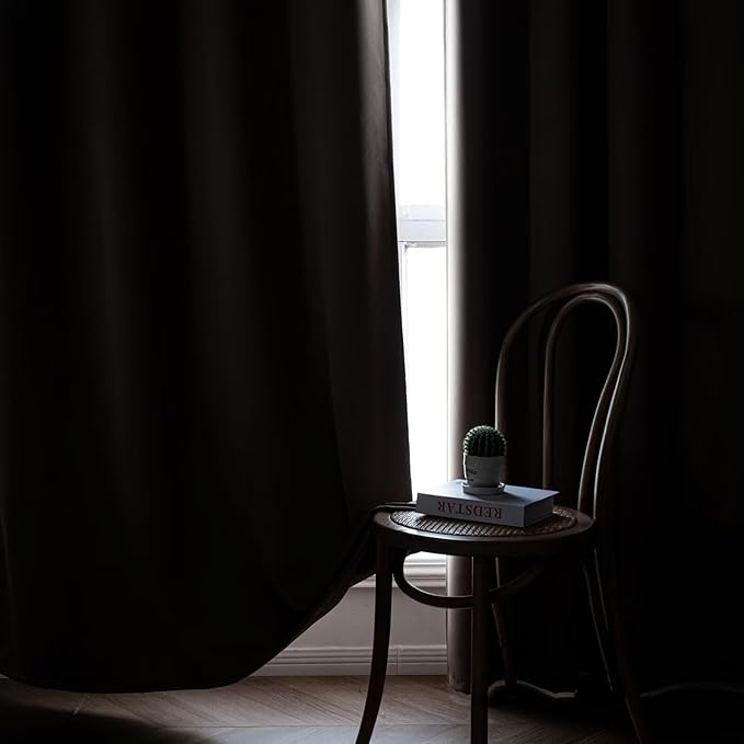 Blackout Curtains 72 Inch Length 2 Panels Set, Black Out Curtains for Bedroom 72 Inch Long, Rod Pocket Energy Saving Room Darkening Drapes for Living Room Window Khaki(W52 x L72)