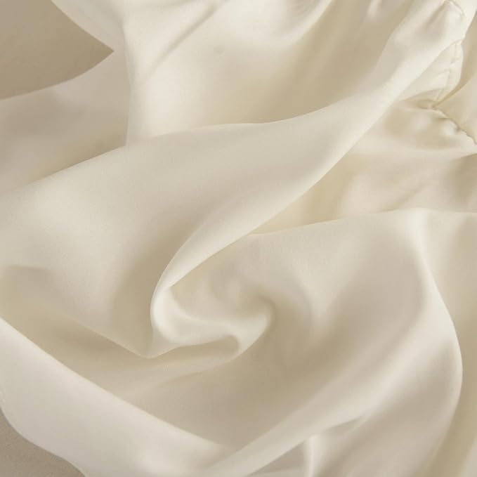 Bed Skirt Twin Size Ruffled Bed Skirt with Split Corners, Ivory Bed Skirts 12 Inch Drop, Bed Skirting with Platform, 12'' Twin