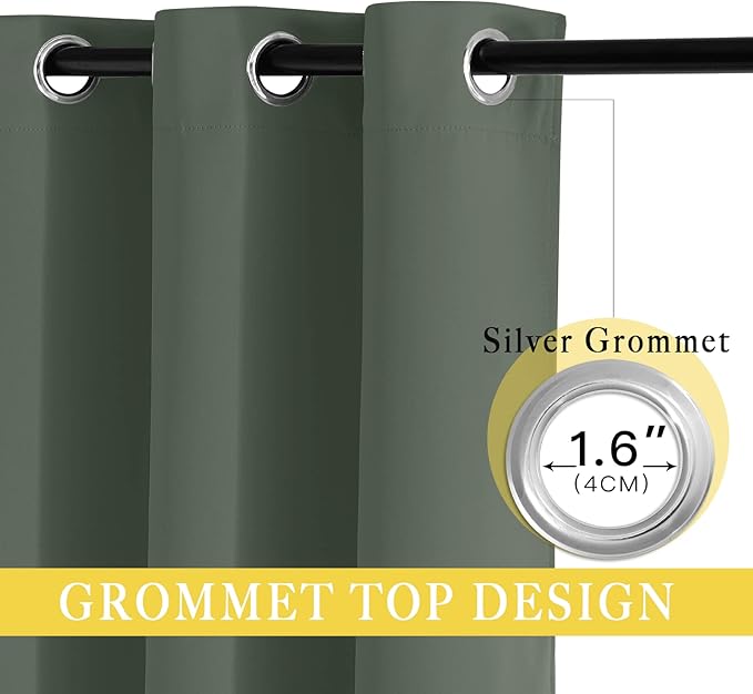 NICETOWN Blackout Kids Room Curtain 54 inch Length, Thermal Insulated Grommet Window Treatment Sound Reducing Room Darkening for Bedroom, Dark Mallard, 1 Panel, W66 x L54