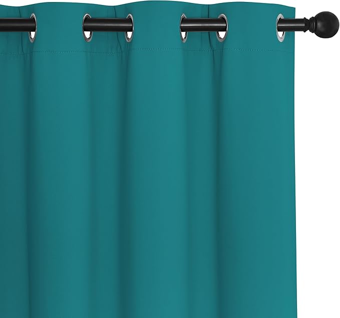 NICETOWN Sliding Door Window Treatment Blackout Patio Door Curtain Panels, Privacy Thermal Drapes for Bedroom Living Room Department with Grommet Top (Peacock Teal, W66 x L110)