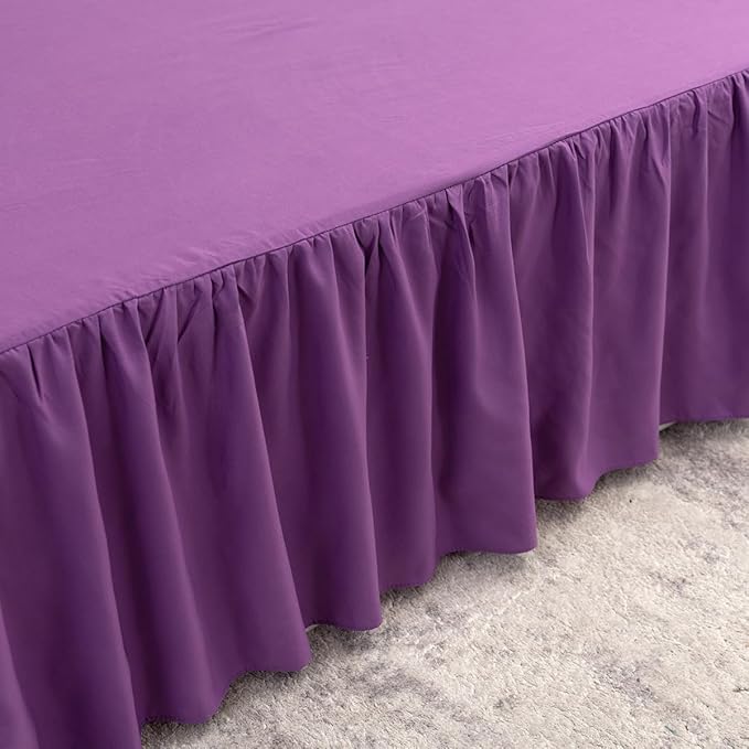 Bed Skirt Queen Size Ruffled Bed Skirt with Split Corners, Queen Bed Skirt 18 Inch Drop, TSUTOMI Queen Size Bed Skirt Grape for Ruffled Bed Skirt with Split Corners, Bed Skirt Queen Size