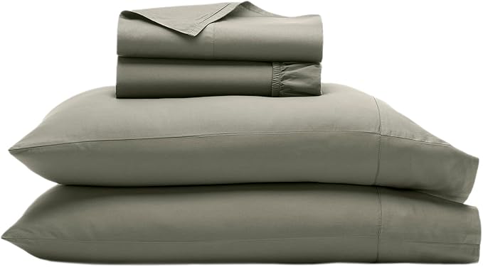 BOLL & BRANCH Signature Hemmed Sheet Set - Twin XL, Juniper - Luxury 100% Organic Cotton - Includes 1 Flat, 1 Fitted, 2 Pillowcases - Buttery Soft