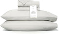 BOLL & BRANCH Signature Hemmed Sheet Set - Split King, Mist - Luxury 100% Organic Cotton - Includes 1 Flat, 2 Fitted, 2 Pillowcases - Buttery Soft