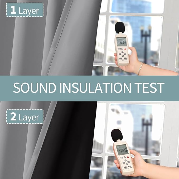 BGment Thermal Insulated 100% Blackout Curtains 72 Inch Length 2 Panels, Total Light Blocking Curtains for Bedroom, Grommet Window Drapes with Thick Black Liner, 52 Inch Wide Each Panel, Dove Grey