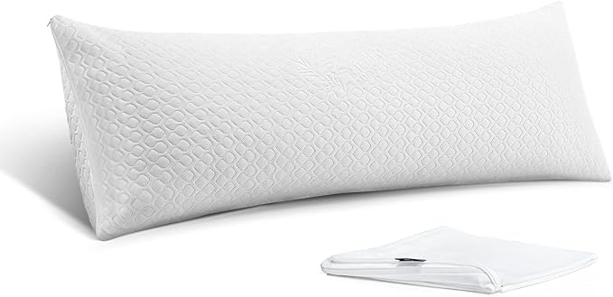 Firm Body Pillow 1.5cm Cubies Memory Foam – Pain Relief & Sleeping & Supportive – with Cooling Cover Hug Pillows 20 x 54 inches
