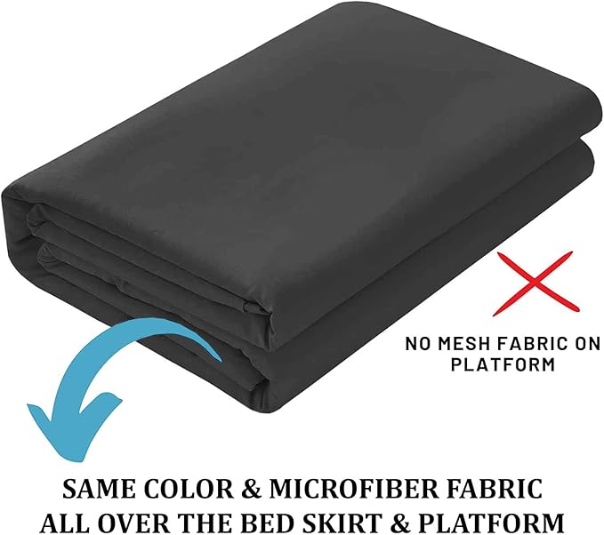 SKY BEDDINGS - Queen Size Ruffled Bed Skirt with Split Corners - 12 Inch Drop Dust Ruffle Bed Skirt with Platform Three Sided Coverage - 100% Microfiber, Dark Grey