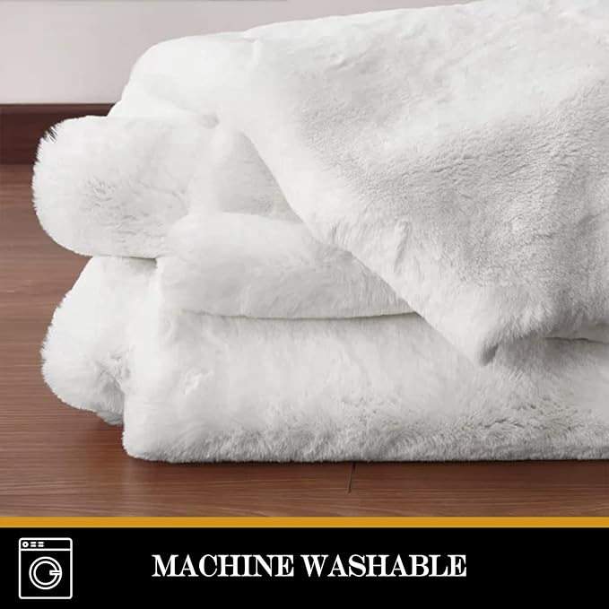 Latepis White Throw Rug 2x3 Small Furry Rugs for Bedroom Faux Rabbit Fur Rug Soft Washable Shag Bedside Fluffy Rugs for Living Room, Dorm, Nursey Chair Seat Cover Home Decor