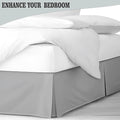 Pleated Bed Skirt King Size, 14" Drop with Platform Design for Secure Fit, Split Corners, Wrinkle-Resistant Microfiber for Modern Stylish Look, Tailored Bedding for Hotel Luxury - Light Grey
