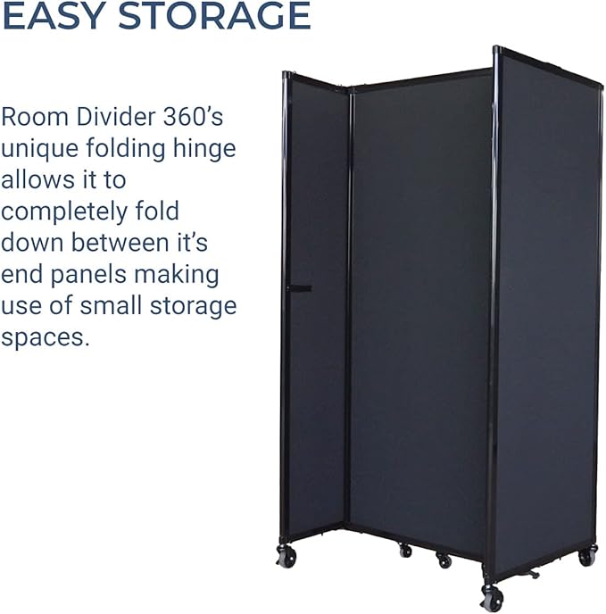 Versare Room Divider 360 Portable Wall Partition | Folding Panels | Large Freestanding Divider | Locking Wheels | Temporary Room Separator | 25' x 7'6'', Red