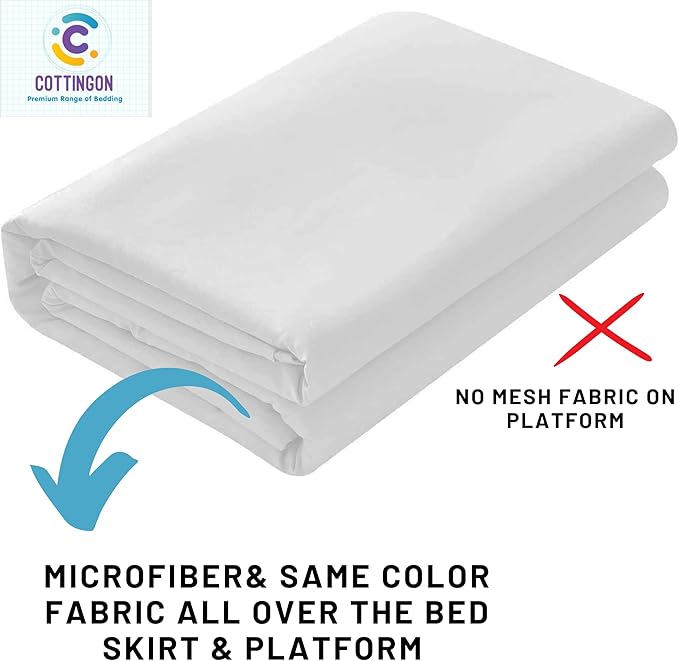 Ruffled Bed Skirt with Split Corners-Dust Ruffle - 24" Drop 100% Microfiber Soft,Sheen & Luxurious Look - Bed Skirts (White -King)