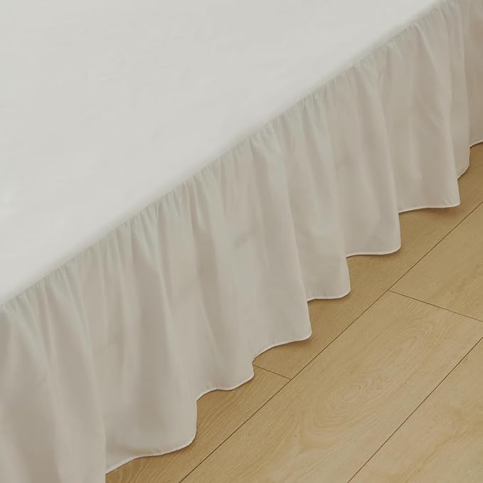 Bed Skirt Twin Size Ruffled Bed Skirt with Split Corners, Bed Skirts 14 Inch Drop, Bed Skirting with Platform, White, 14'' Twin