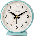 4.5" Battery Operated Antique Retro Analog Alarm Clock, Small Silent Bedside Desk Clock,Lighted on Demand, Battery Operated, Snooze, for Living Room, Bedroom, Bedside, Desk(Green)