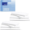 THREAD SPREAD 2-Pack Twin Cotton Sheets Sets - 400 Thread Count 100% Cotton Sateen Weave - Extra Soft, Breathable, Hotel Quality Cooling Sheets, 2 Sets of Twin Size Deep Pocket Bed Sheets (White)