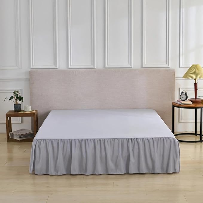 Bed Skirt Full Size Ruffled Bed Skirt with Split Corners, Full Bed Skirts 14 Inch Drop with Platform, 14'' Full, Silver Gray