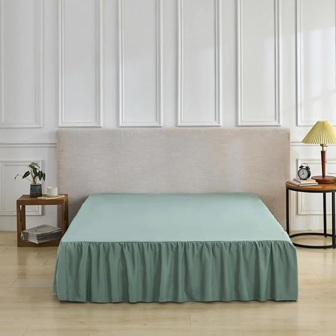 Bed Skirt Full Size Ruffled Bed Skirt with Split Corners, Full Bed Skirts 14 Inch Dropr with Platform, 14'' Full, Sage Green