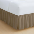 Rajlinen Ruffled Bed Skirt California King, 15 Inch Drop Dust Ruffle with Split Corners, 100% Microfiber Bedskirt with Platform, Three-Sided Coverage Ruffled Gathering Design, Taupe