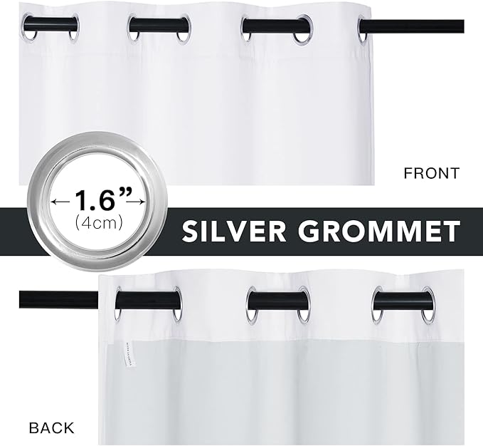 RYB HOME White Blackout Curtains for Bedroom,Noise Reducing Thermal Insulated Curtains and Drapes with Melt-Blown Fabric, Anti Dust PM2.5 Pollen Smog Filtering, Pure White, W52 x L108 inch, 2 Panel
