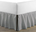 SKY BEDDINGS - Queen Size Ruffled Bed Skirt with Split Corners - 18 Inch Drop Dust Ruffle Bed Skirt with Platform Three Sided Coverage - 100% Microfiber, Light Grey