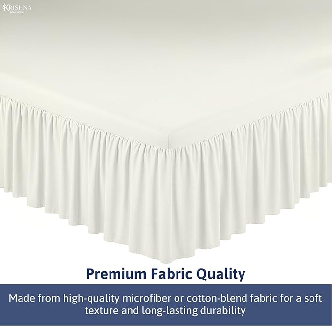 KRISHNA Ruffled Bed Skirt with Split Corners Full, 100% Microfiber Hotel Quality, 10 Inch Drop Dust Ruffle Gathered Bedskirt with Platform, 54" x 75", Ivory