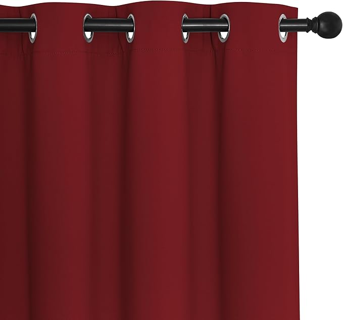 NICETOWN Blackout Curtains 63 inches Long for Living Room Bedroom, Grommet Thermal Insulated Room Divider Drape Window Treatment for Sliding Patio Door, W100 x L63, 1 Panel, Burgundy Red