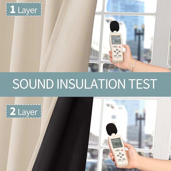 BGment Thermal Insulated 100% Blackout Curtains 72 Inch Length 2 Panels, Total Light Blocking Curtains for Bedroom, Grommet Window Drapes with Thick Black Liner, 42 Inch Wide Each Panel, Champagne