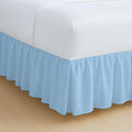 Rajlinen Ruffled Bed Skirt King, 16 Inch Drop Dust Ruffle with Split Corners, 100% Microfiber Bedskirt with Platform, Three-Sided Coverage Ruffled Gathering Design, Light Blue