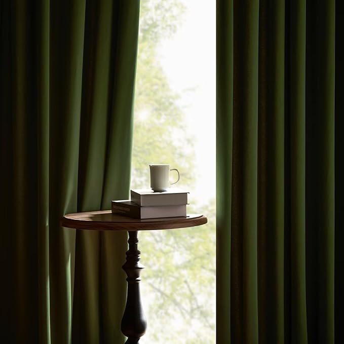 Joydeco Green Velvet Curtains 90 inch 2 Panel, Room Darkening Super Soft Velvet Drapes for Bedroom Living Room Thermal Insulated Window Drapes, Luxury Blackout Rod Pocket Curtains,W52 x L90 inch