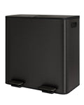 GarveeHome 2 x 10.6 gal (2 x 40 L) Double Kitchen Trash Can, Stainless Steel Large Trash Can w/Soft-Close Lid & Recycle Bin Combo, Step-on Metal Garbage Cans, PP Inner Buckets, Liner Rim, Black