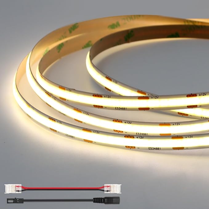VST 16.4ft COB LED Strip Lights Natural White 4000K, 12V Dimmable LED Tape Light, 48w, 2640 LEDs, Ra 93+, IP30, Lighting for Kitchen, Cabinets, UL Listed (Power Source Not Included)