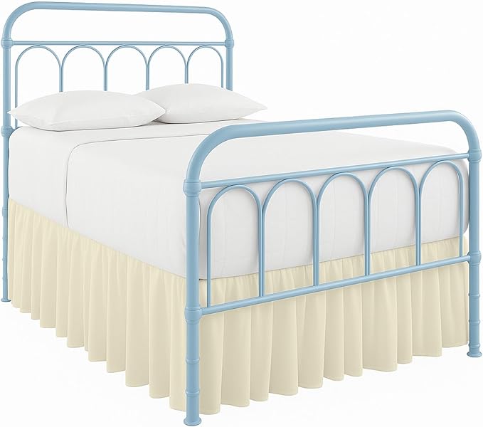 Ruffled Bed Skirt with Split Corners-Dust Ruffle - 14" Drop 100% Microfiber Soft,Sheen & Luxurious Look - Bed Skirts (Ivory -Full)