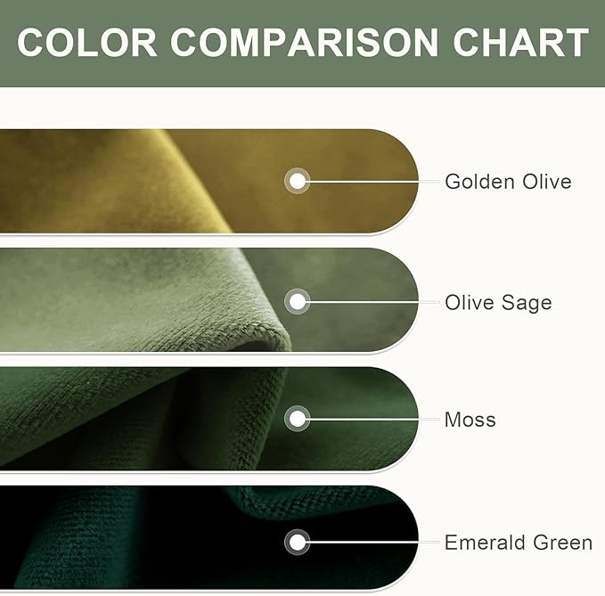 Lazzzy Green Velvet Curtains 84 Inch Long Blackout Thermal Insulated Room Darkening Lined Curtain Drapes Luxury Back Tab Window Treatments for Bedroom Living Room 2 Panels, 52 x 84 Inch, Olive Sage