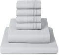 Mellanni California King Sheet Set - 6-Piece Iconic Collection Bedding, (Including 4 Pillowcases), 16-Inch Deep Pocket, Easy Care, Extra Soft, Cooling Sheets, Brushed Microfiber - Light Gray