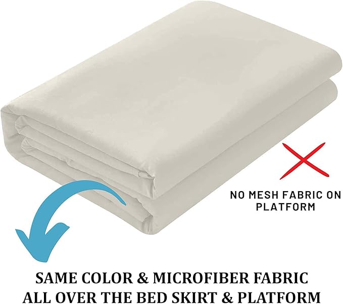Ruffled Bed Skirt with Split Corners, Ivory, Full 16 Inch Drop Bedskirt, Hotel Quality Brushed Microfiber Wrinkle Free Dust Ruffle Bed Skirt Full Size
