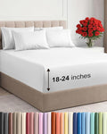 Extra Deep Queen Sheet Set - 6 Piece Breathable and Cooling Sheets - Hotel Luxury Bed Sheets Set - Easy & Secure Fit - Soft, Wrinkle Free and Comfy Sheets Set - White Sheet Set with Extra Deep Pockets