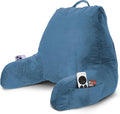 Nestl Reading Pillow with Shredded Memory Foam, Designed for Sitting Up in Bed and Couch, Back and Arms Adjustable Support for Adult & Teens Backrest Pillows for Reading, Washable Cover, Blue Heaven