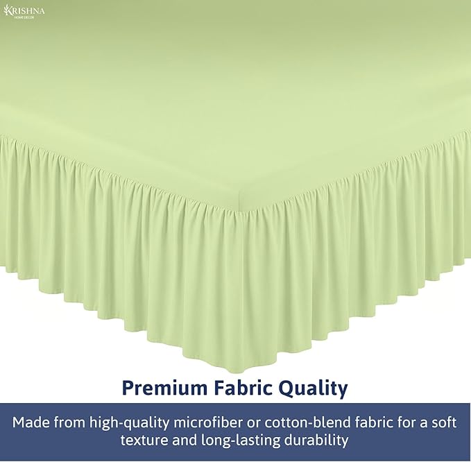 KRISHNA Ruffled Bed Skirt with Split Corners Full, 100% Microfiber Hotel Quality, 28 Inch Drop Dust Ruffle Gathered Bedskirt with Platform, 54" x 75", Sage