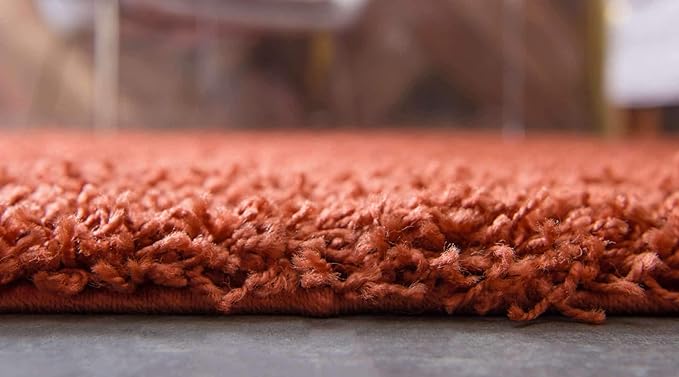 Unique Loom Solid Shag Collection Area Rug (2' 6" x 19' 8" Runner, Terracotta)