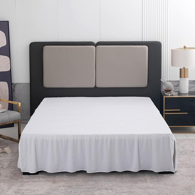 White Bed Skirt King Size Ruffled Bed Skirt with Split Corners, King Bed Skirt 12 Inch Drop, King Size Bed Skirt White for Ruffled Bed Skirt with Split Corners, Bed Skirt King Size