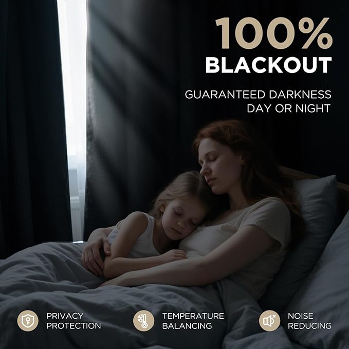 Joydeco Black 100% Blackout Curtains 84 Inch 2 Panels, Luxury Thermal Insulated Black Velvet Curtains for Bedroom Living Room, Soundproof Blackout Window Drapes, Rod Pocket & Back Tab (62W x 84L)