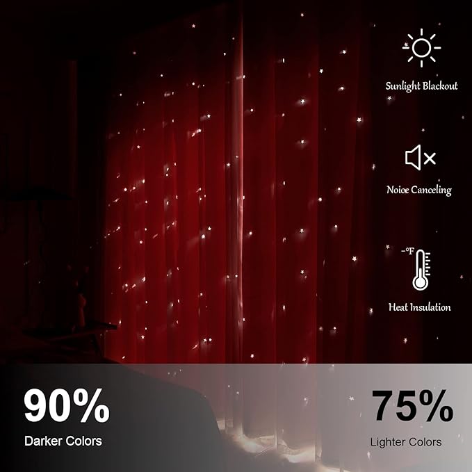 Star Curtains Double Layer Curtains Blackout Curtains for Bedroom Kids Cute 96 Inches Long 2 Panels Set, Pink, 42 X 96 Inches