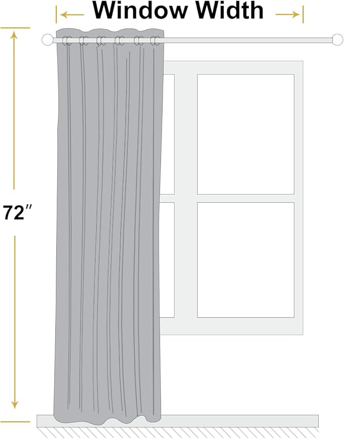 ChrisDowa 100% Blackout Birch Solid Curtains 72 Inches Long 2 Panels for Bedroom Living Room,Farmhouse Room Darkening Thermal Insulated Soundproof Grommet Top Window Treatment Drapes,52x72