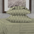 URBANHUT 800 Thread Count 100% Cotton Damask Full Size Sheets, 4 Piece Striped Full Size Bedsheets, Luxury Hotel Sheets Sateen Weave - Better Than Egyptian, 16" Elasticized Deep Pocket- Sage