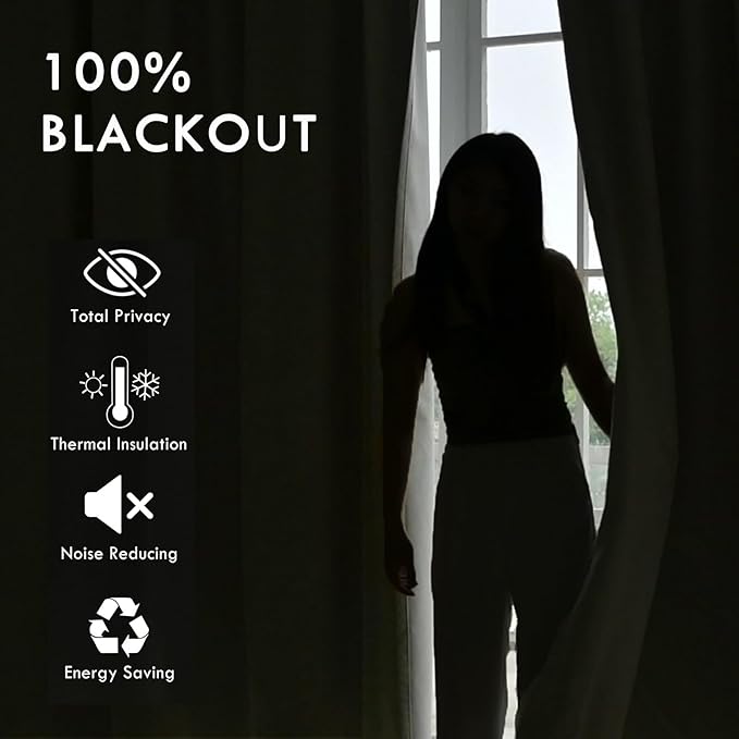 Macochico Extra Wide 100% Blackout Chenille Curtains 100" Wx102 L Thermal Curtains for Sliding Door Room Divider Living Room Bedroom Hotel Soil Brown Blackout Curtains Grommet with Tieback 1 Panel