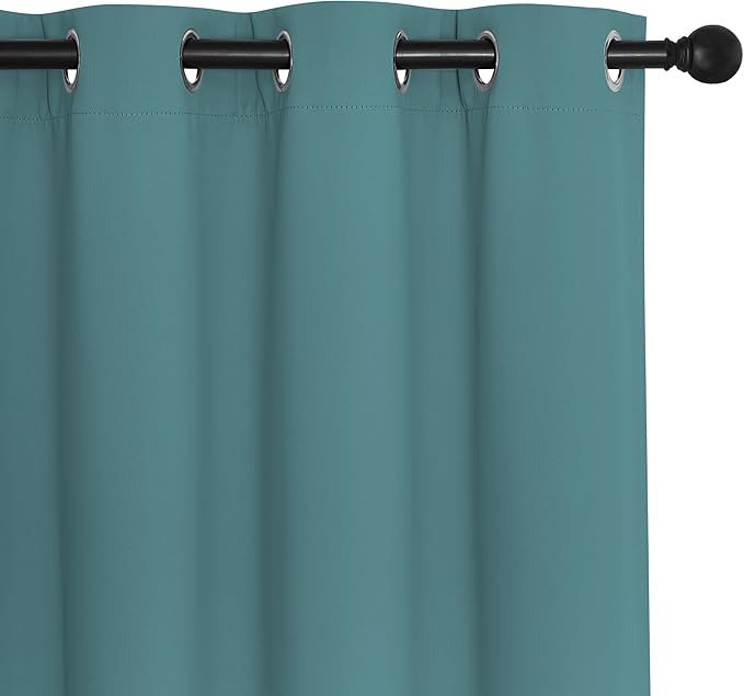NICETOWN Blackout Sliding Glass Door Curtains, Room Darkening Thermal Insulated Curtains for Living Room Bedroom, Extra Wide Window Drapes, 1 Panel, W80 x L118, Sea Teal