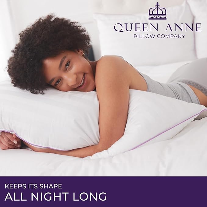 Queen Anne Hotel Collection Pillows – Luxury Down Alternative Bed Pillows (2-Pack, Standard Soft) – Ultimate Comfort, Hypoallergenic, Made in The USA