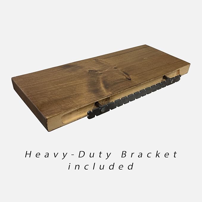 URBANDI, Rustic Floating Shelves, Set of 2, Hidden Bracket, Solid Wood, Heavy Duty, Wall Mounted Shelves, (Grey, 36Wx8D)