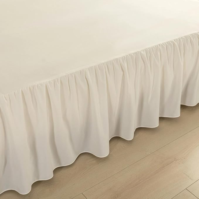 Bed Skirt Full Size Ruffled Bed Skirt with Split Corners, Full Bed Skirts 12 Inch Drop with Platform, 12'' Full-Ivory