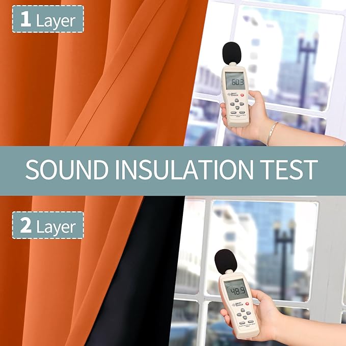 BGment Thermal Insulated 100% Blackout Curtains 84 Inch Length 2 Panels, Total Light Blocking Curtains for Bedroom, Grommet Window Drapes with Thick Black Liner, 42 Inch Wide Each Panel, Burnt Orange