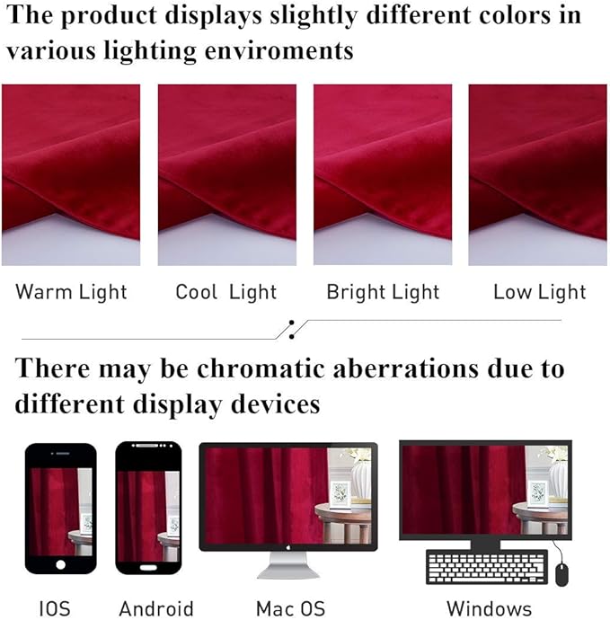 StangH Red Velvet Curtains - Luxurious Thermal Insulated Drapes for Living Room, Soft Noise Reducing Curtains for Theater, Christmas Home Decor, W52 x L92, 2 Panels